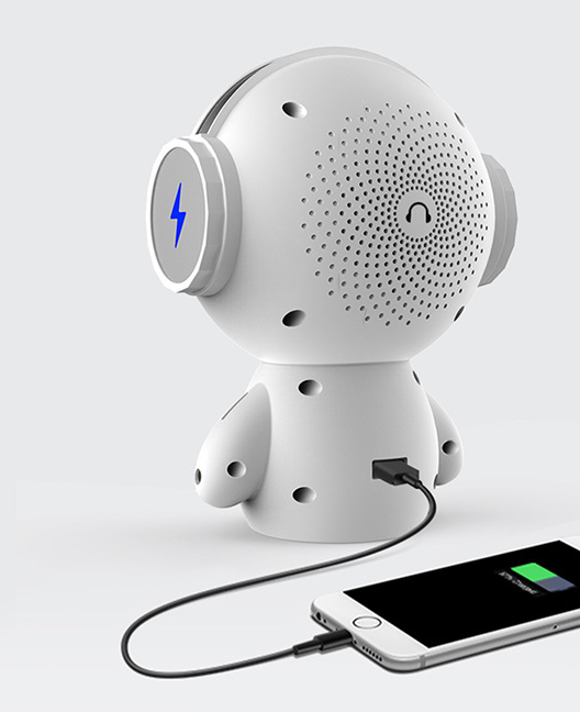 Robot Alarm Clock Speaker – Mini Bluetooth Speaker with Digital Clock & Night Light